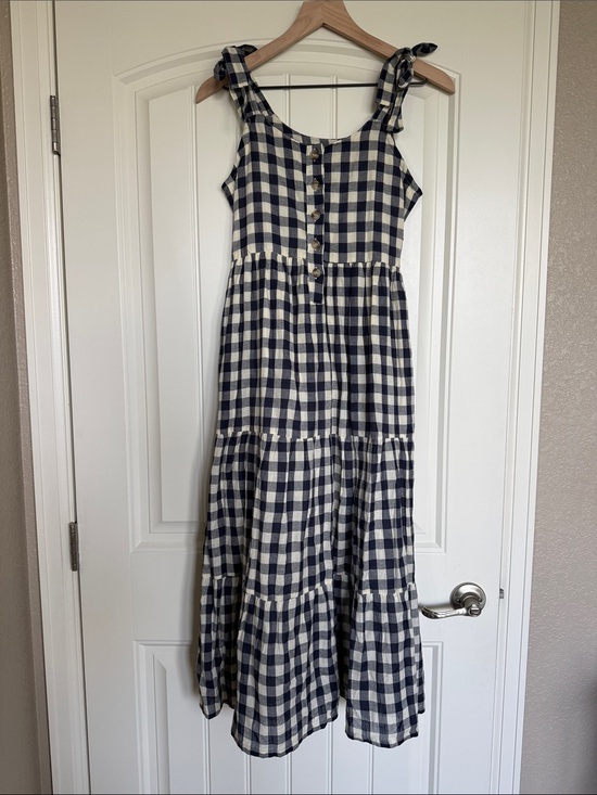Little Cottonwood Dresses & Skirts - Little Cottonwood Magnolia Gingham Tie-Shoulder Midi Dress - Navy & White XS